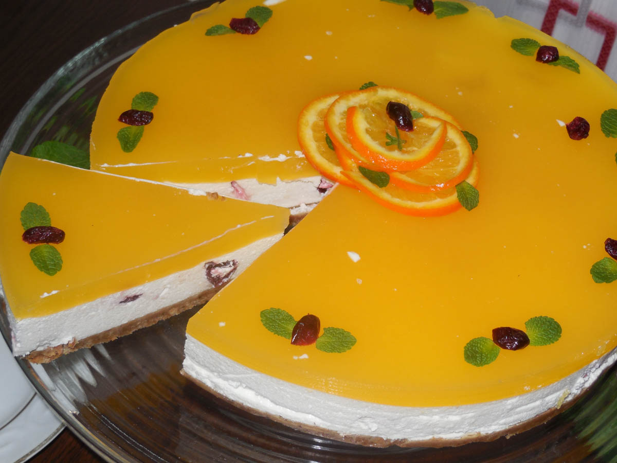 Cheese cake reteta cu crema de iaurt si jeleu de portocale